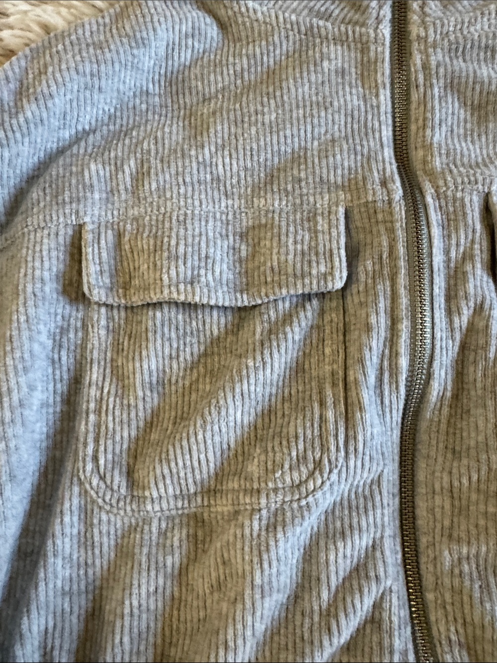 aerie Light Gray Ribbed Cropped Zip Jacket - Picture 5 of 7